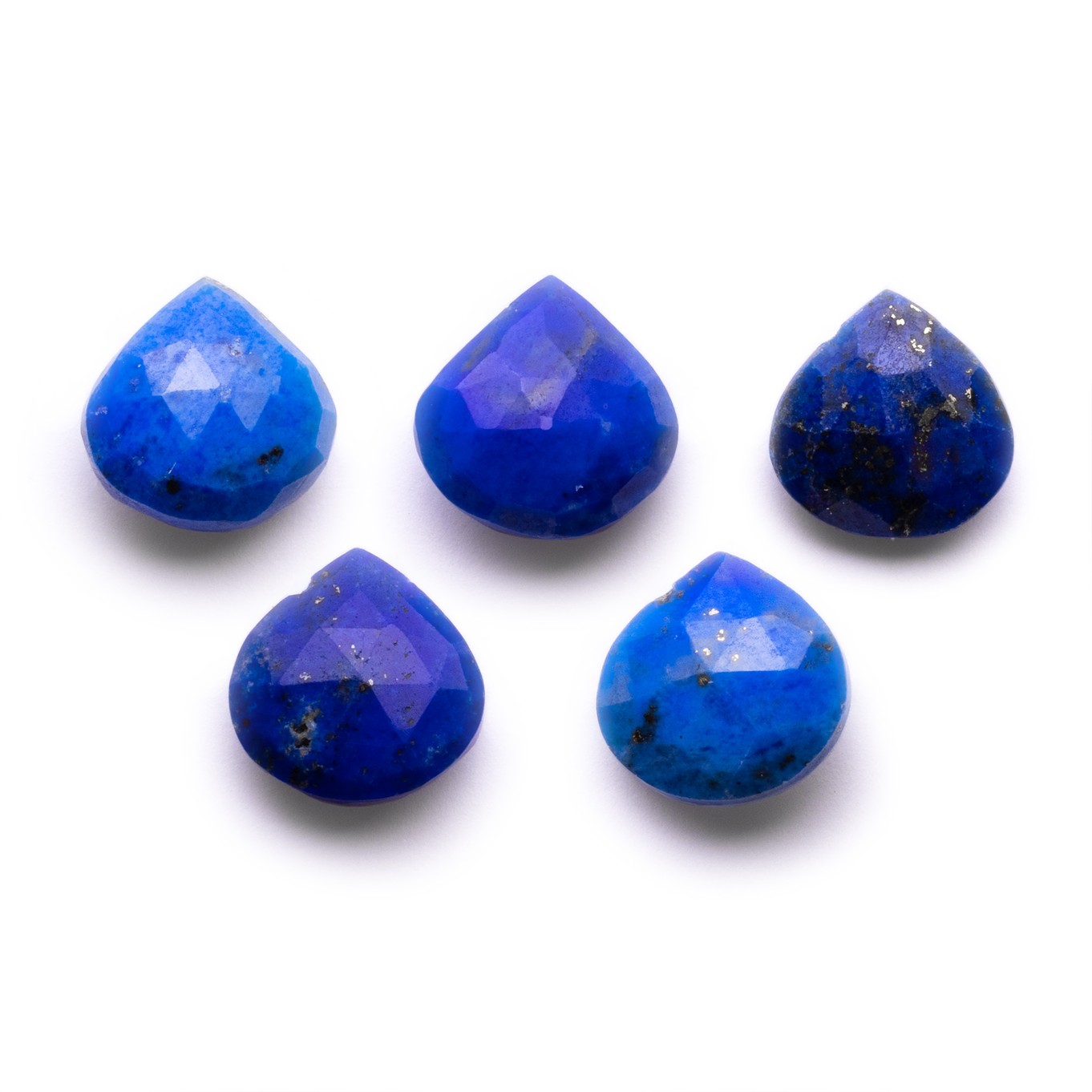 Lapis Lazuli Faceted Heart Briolette Beads - Approx From 8mm