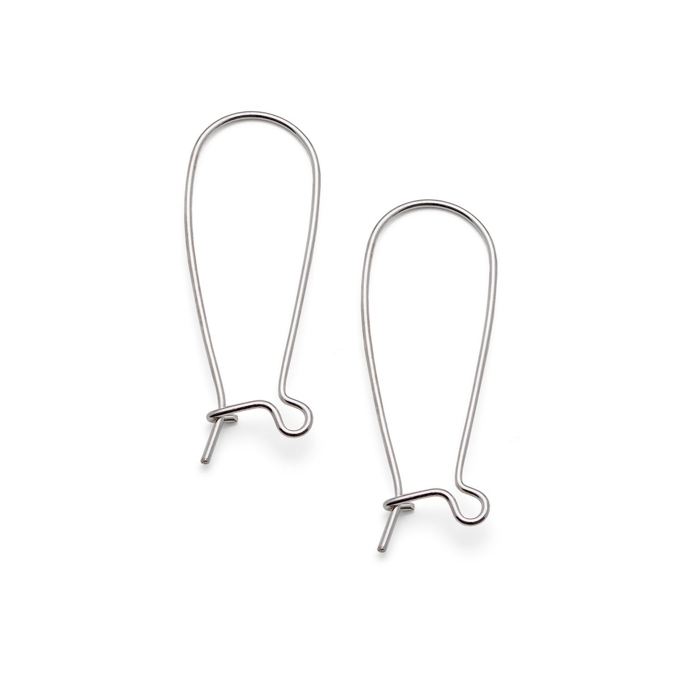 Sterling Silver Large 32mm Kidney Wires With Safety Catch (Pair)