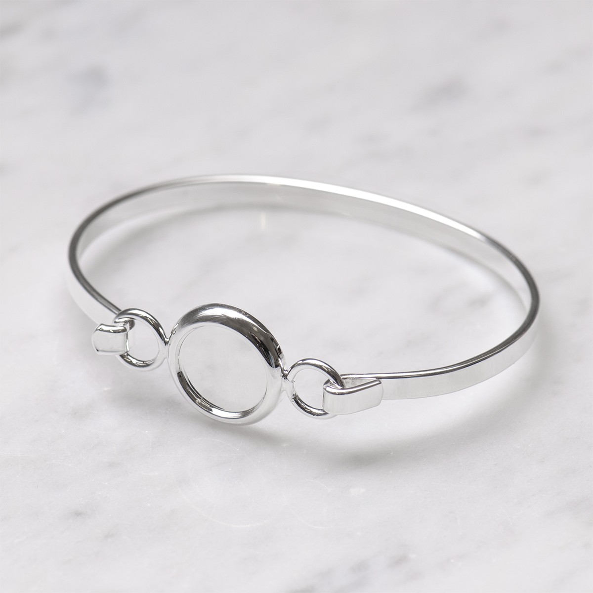 Silver Plated Bangle Setting for 12mm Round Cabochon Stone