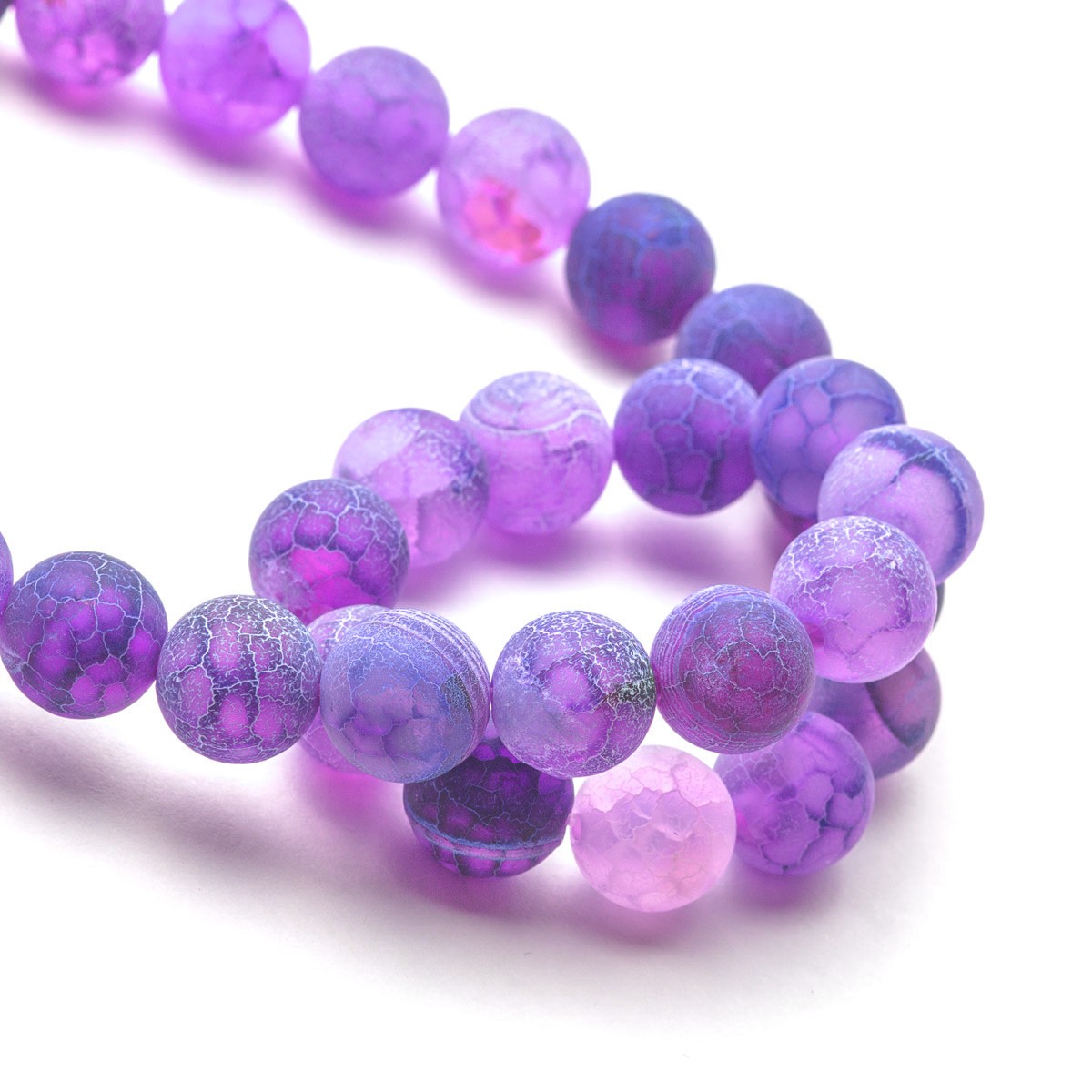 Lilac Frosted Cracked Agate Round Beads - Various sizes