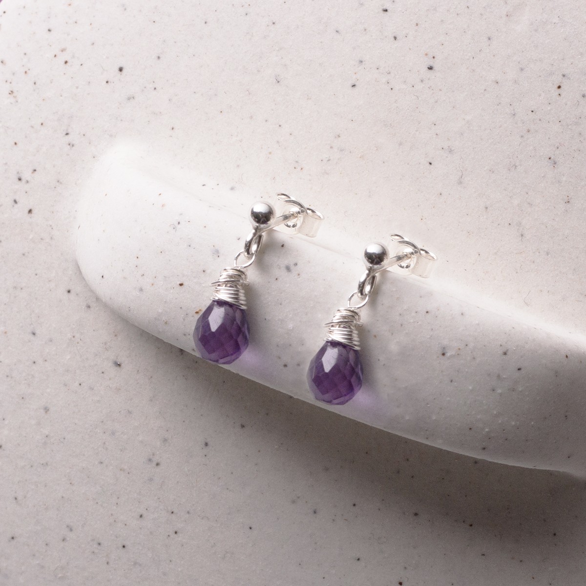 Amethyst Briolette Stud Earrings