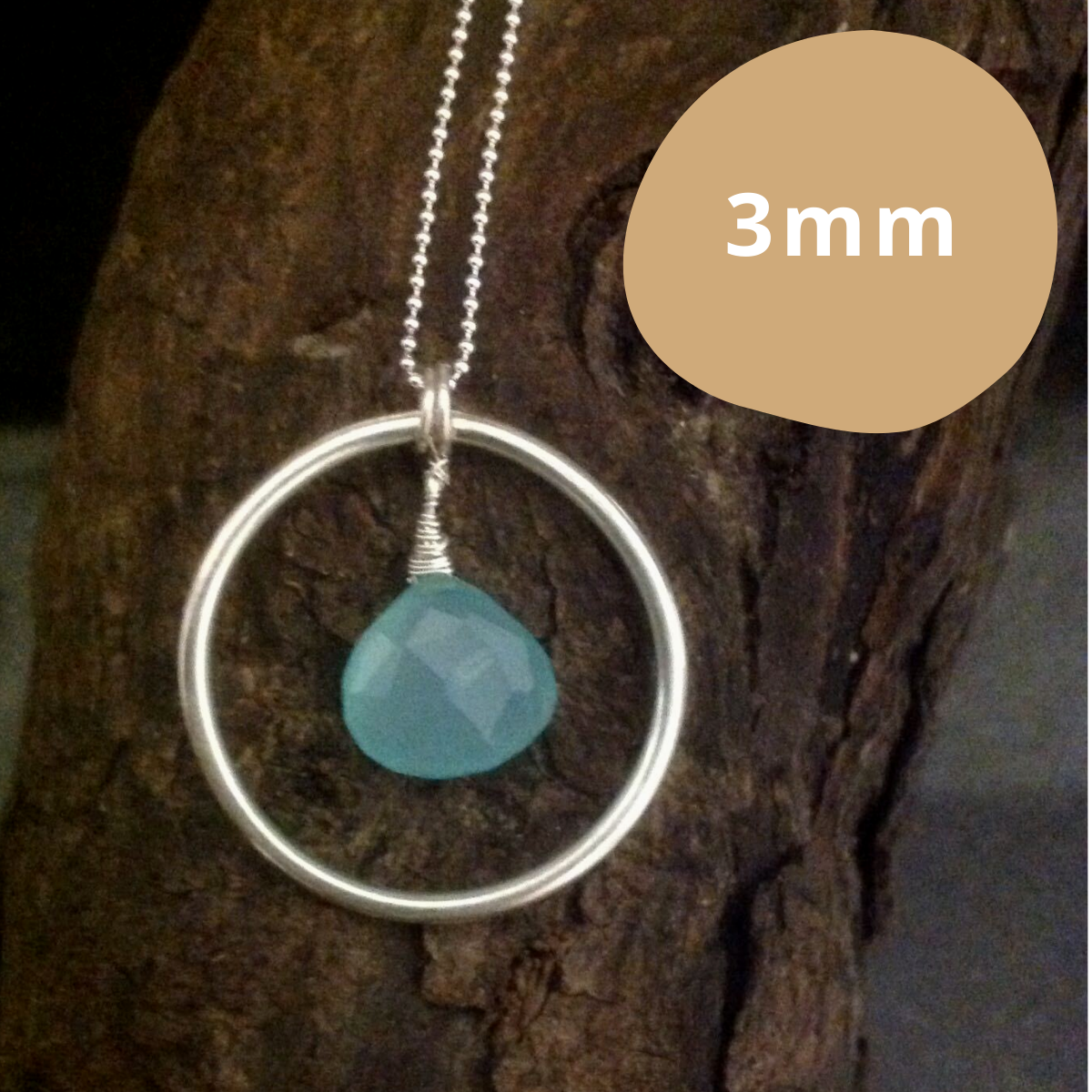 3mm wire wrapped briolette necklace