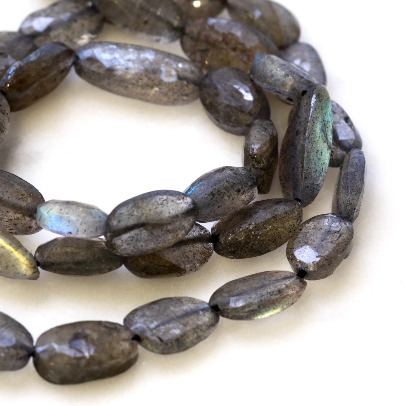 Labradorite Faceted Oval Beads - Approx From 8mm