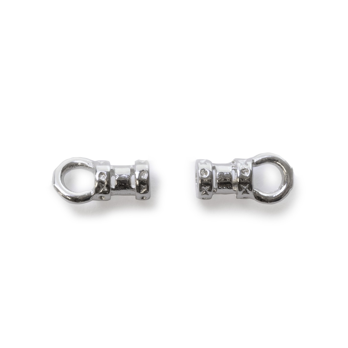 Silver Plated Decorative Crimp With Loop, (Pair)