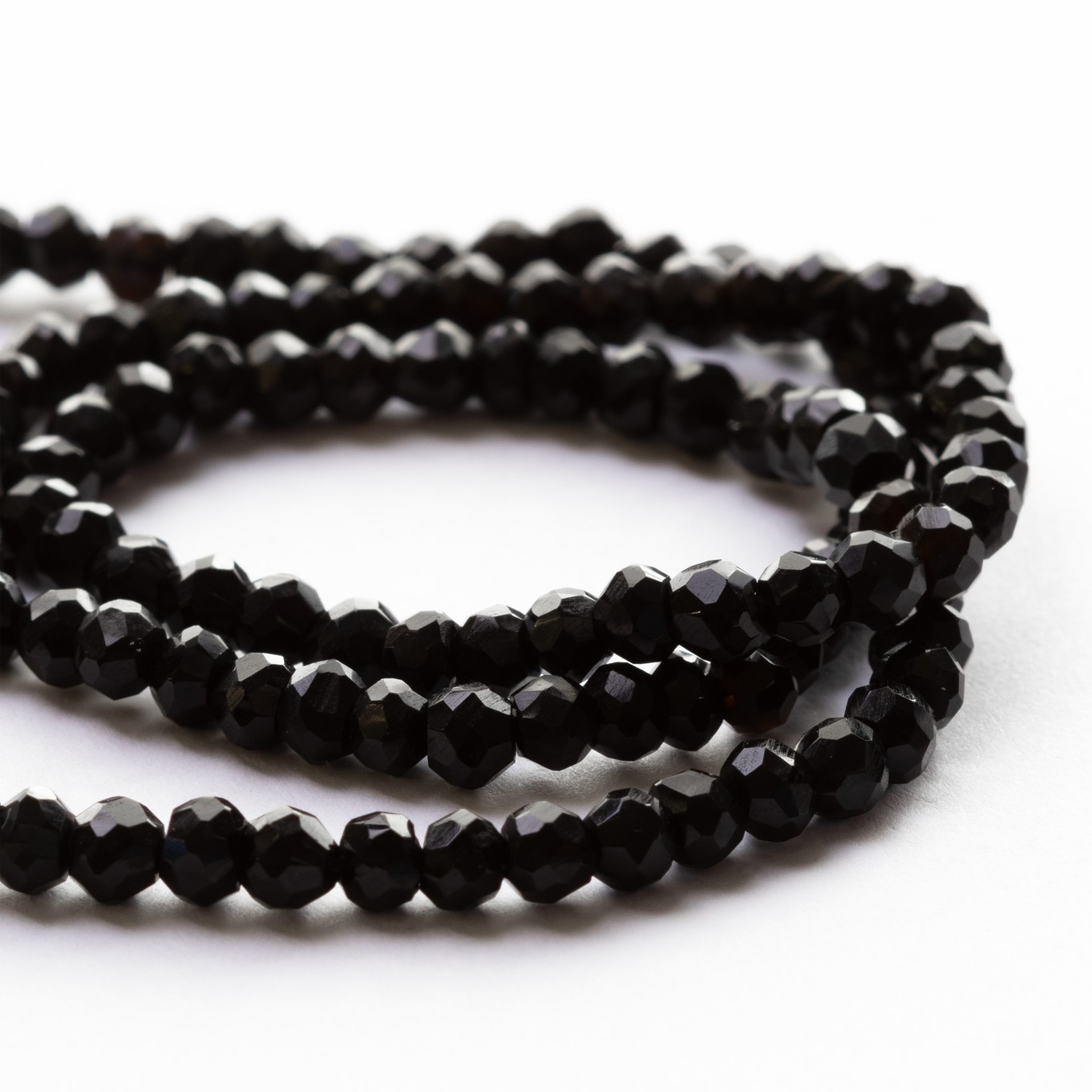 Black Onyx Faceted Rondelle Beads - Approx 4x2mm