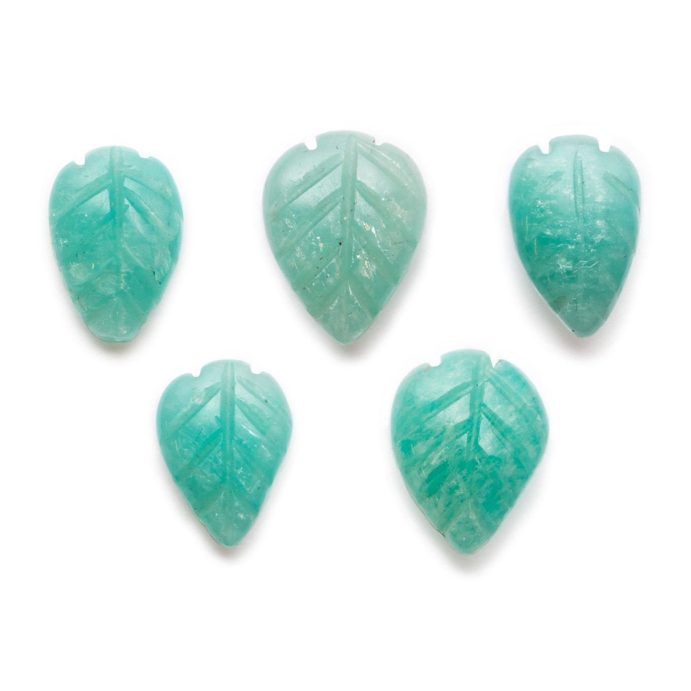 Amazonite Carved Leaf Beads - Approx From 12mm