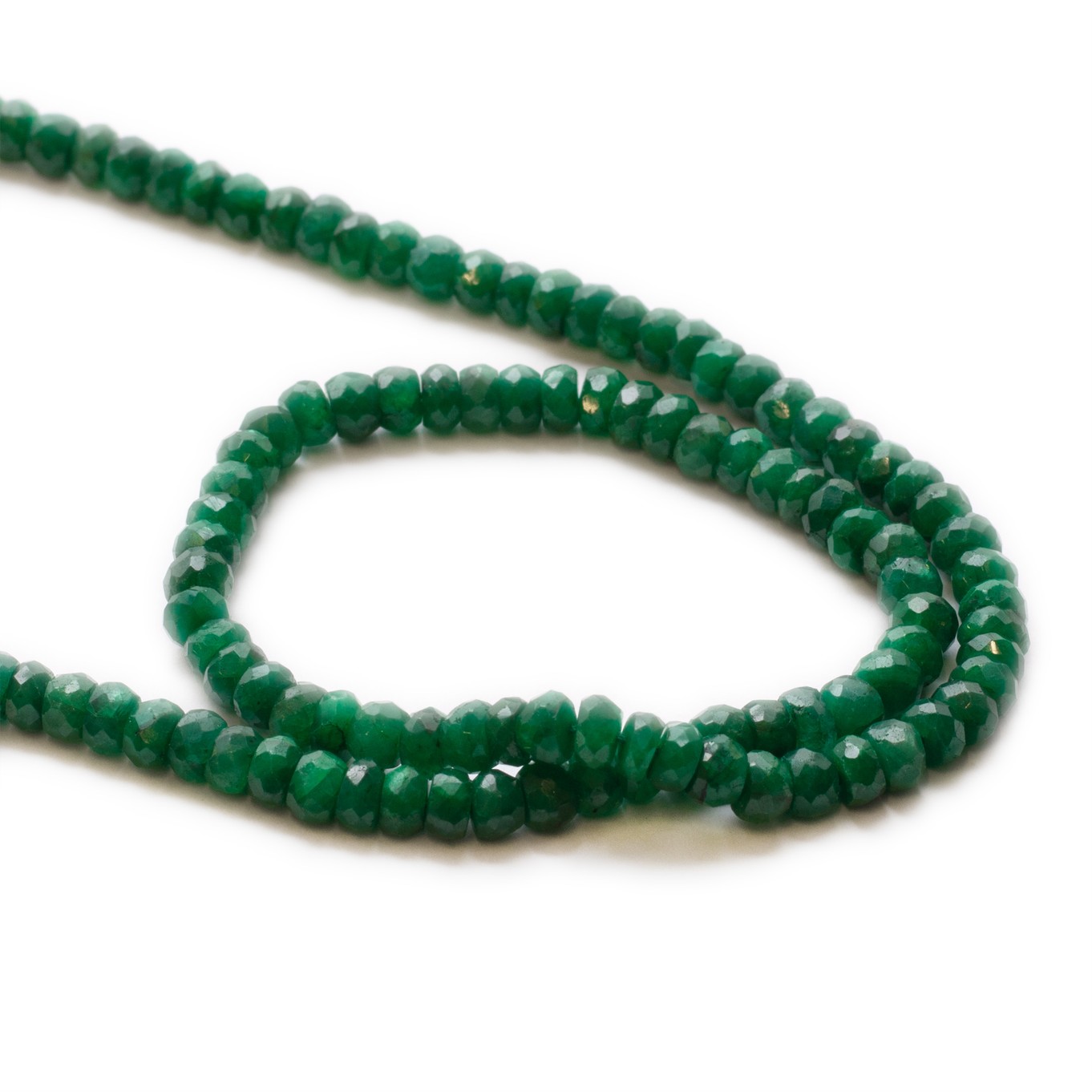 Corundum 'Emerald' Faceted Rondelle Beads - Approx From 4mm, Pack of 10