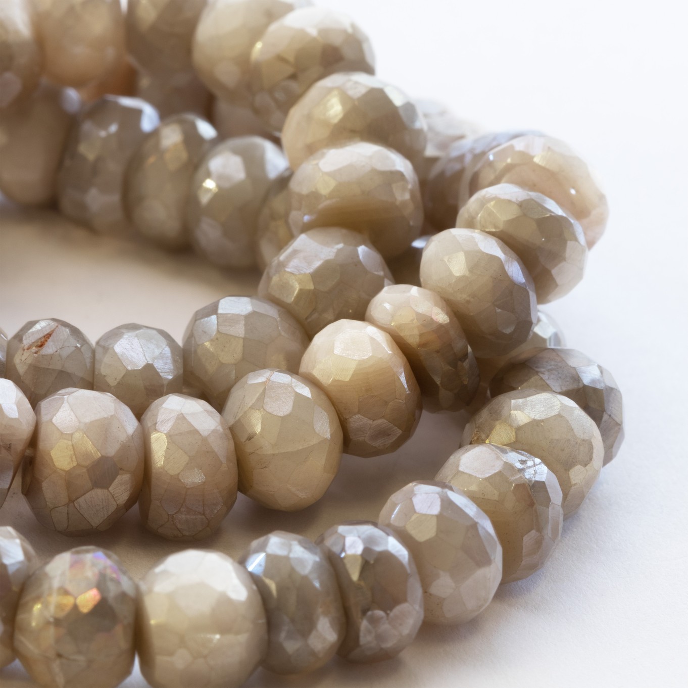 Mystic Coated Silver Moonstone Faceted Rondelle Beads -  Approx From 8mm