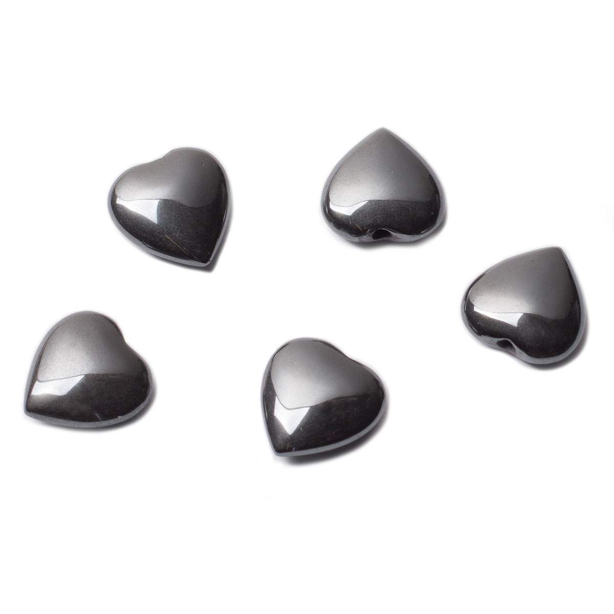 Hematite Top Drilled Gemstone Hearts, 10mm