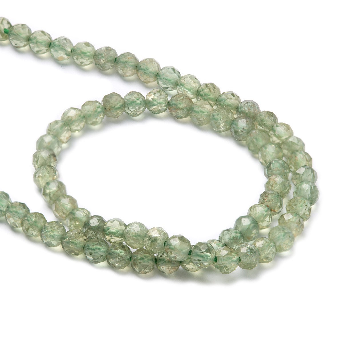 Green Apatite Micro Faceted Round Beads - Approx 3mm