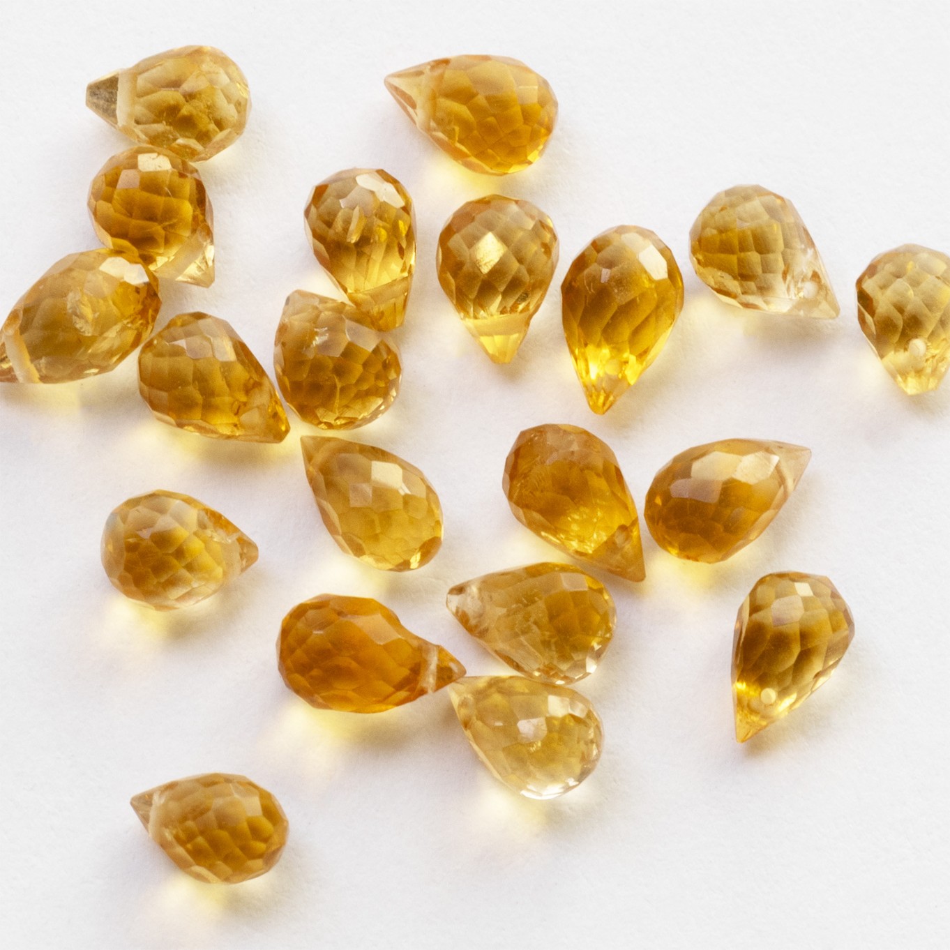 Citrine Faceted Drop Briolette Beads - Approx From 3.5mm, Packs of 10 Beads