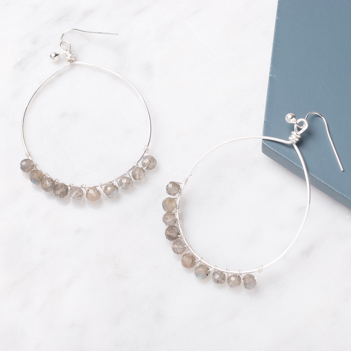 labradorite hoop earrings