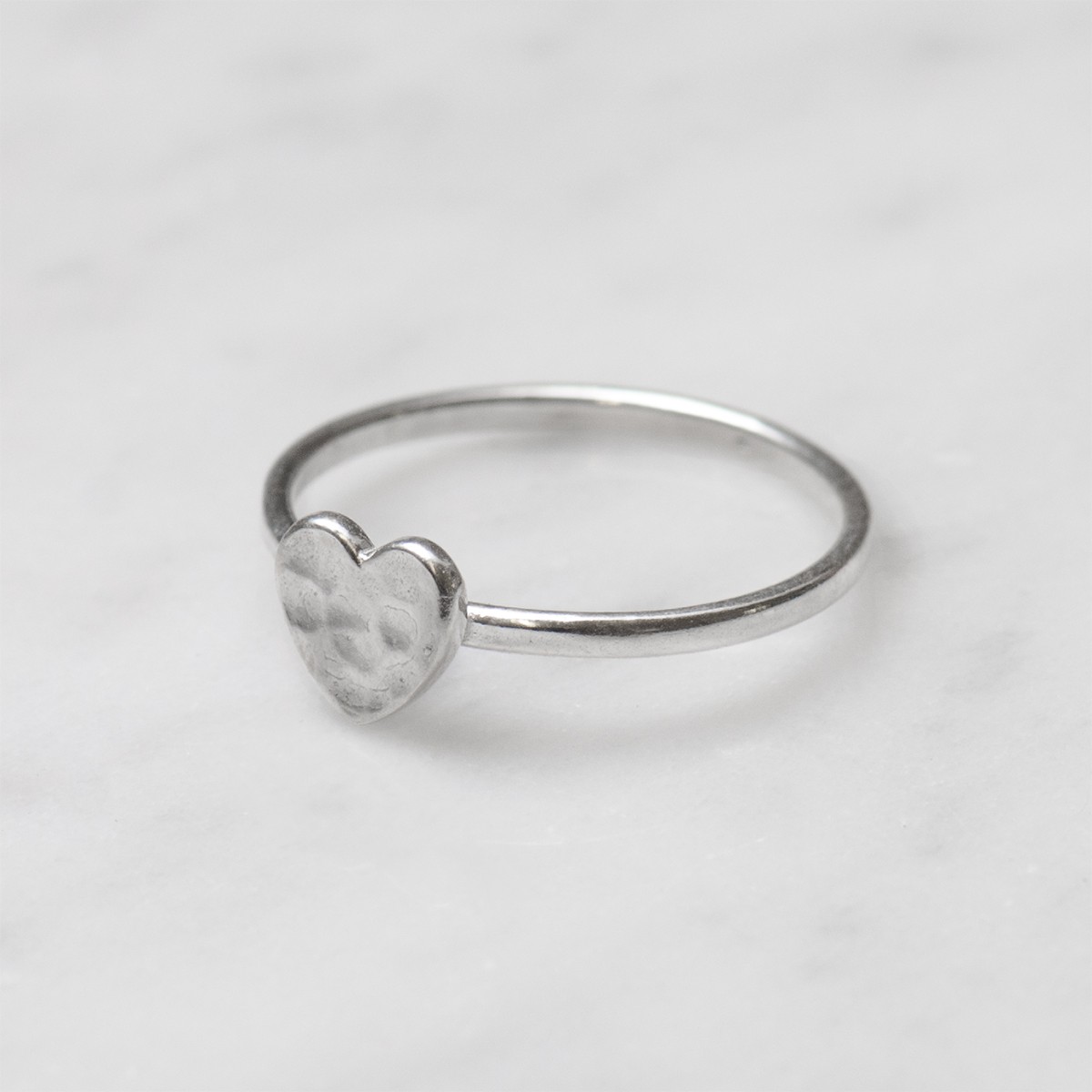 Sterling Silver Hammered Heart Ring