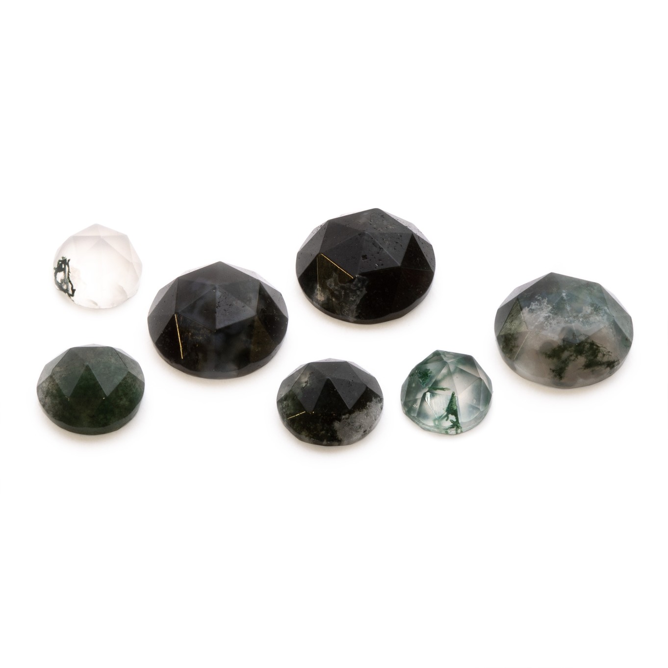 Green Moss Agate Rose Cut Cabochons