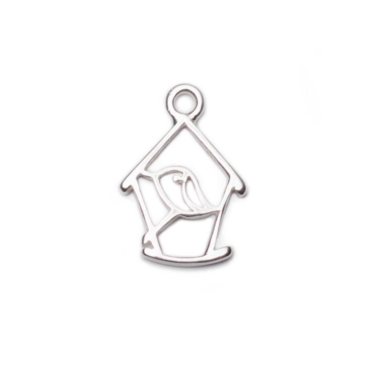 Sterling Silver Birdhouse Pendant Charm