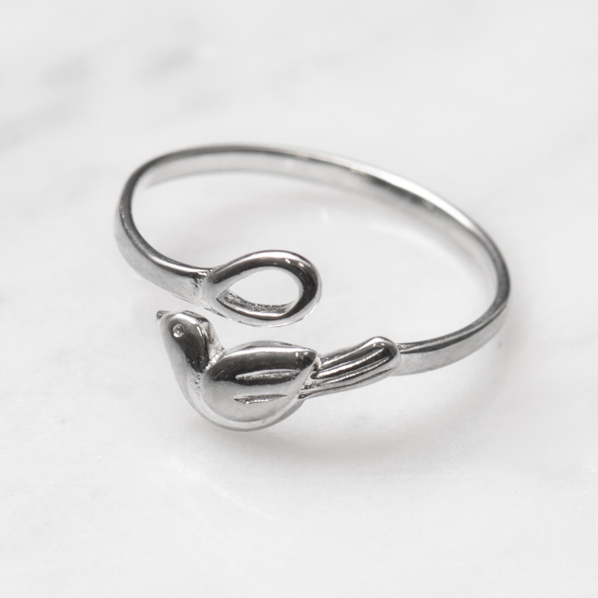 Sterling Silver Adjustable Magpie Ring with Loop