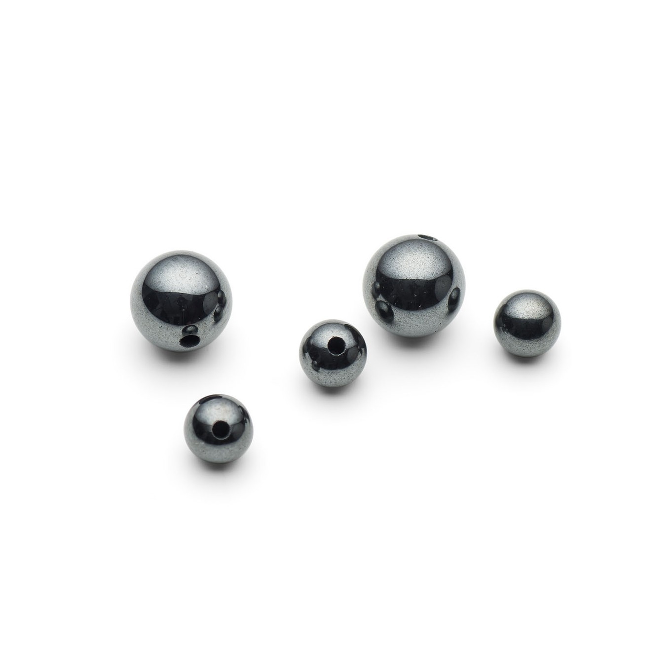 Hematite Round Half Drilled Beads - Various sizes