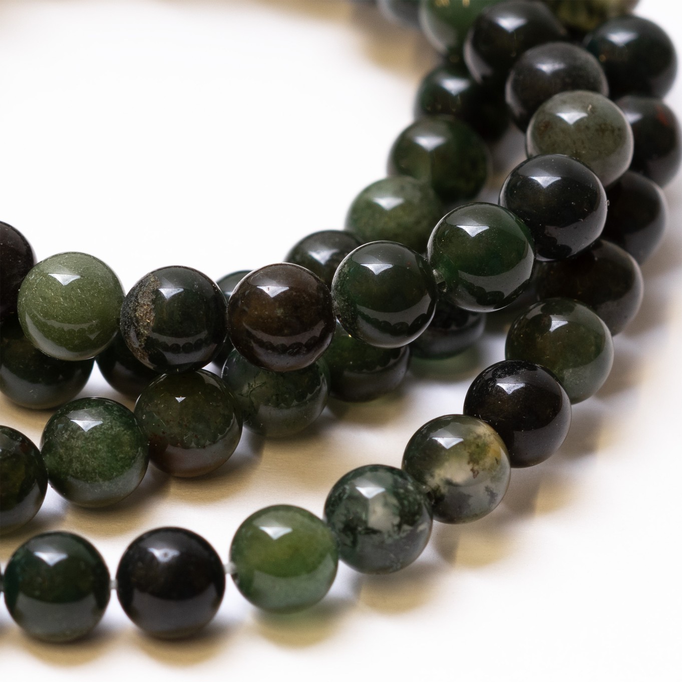 Green Moss Agate Round Beads - Various sizes