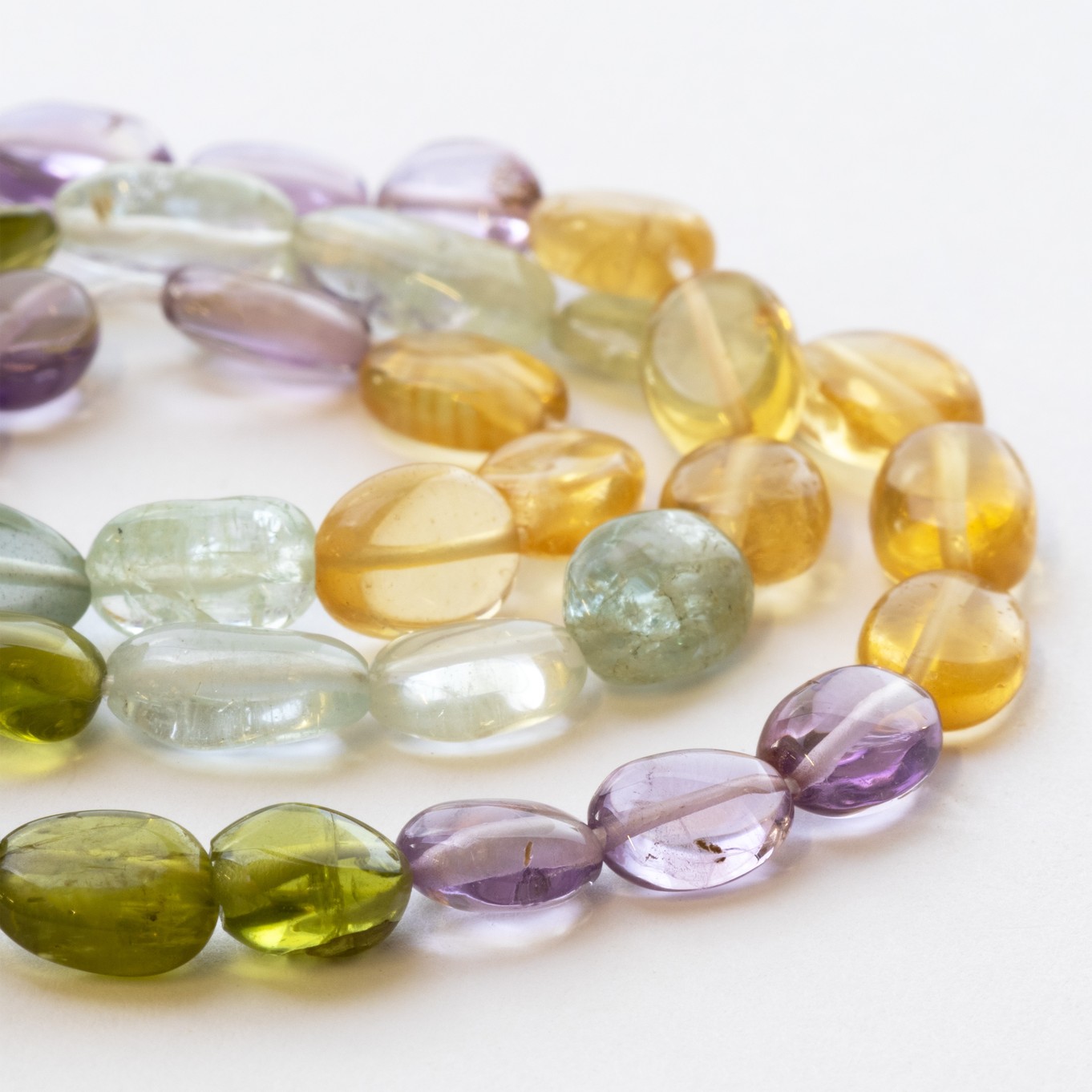 Multicolour Flat Oval Nugget Beads - Approx From 6mm