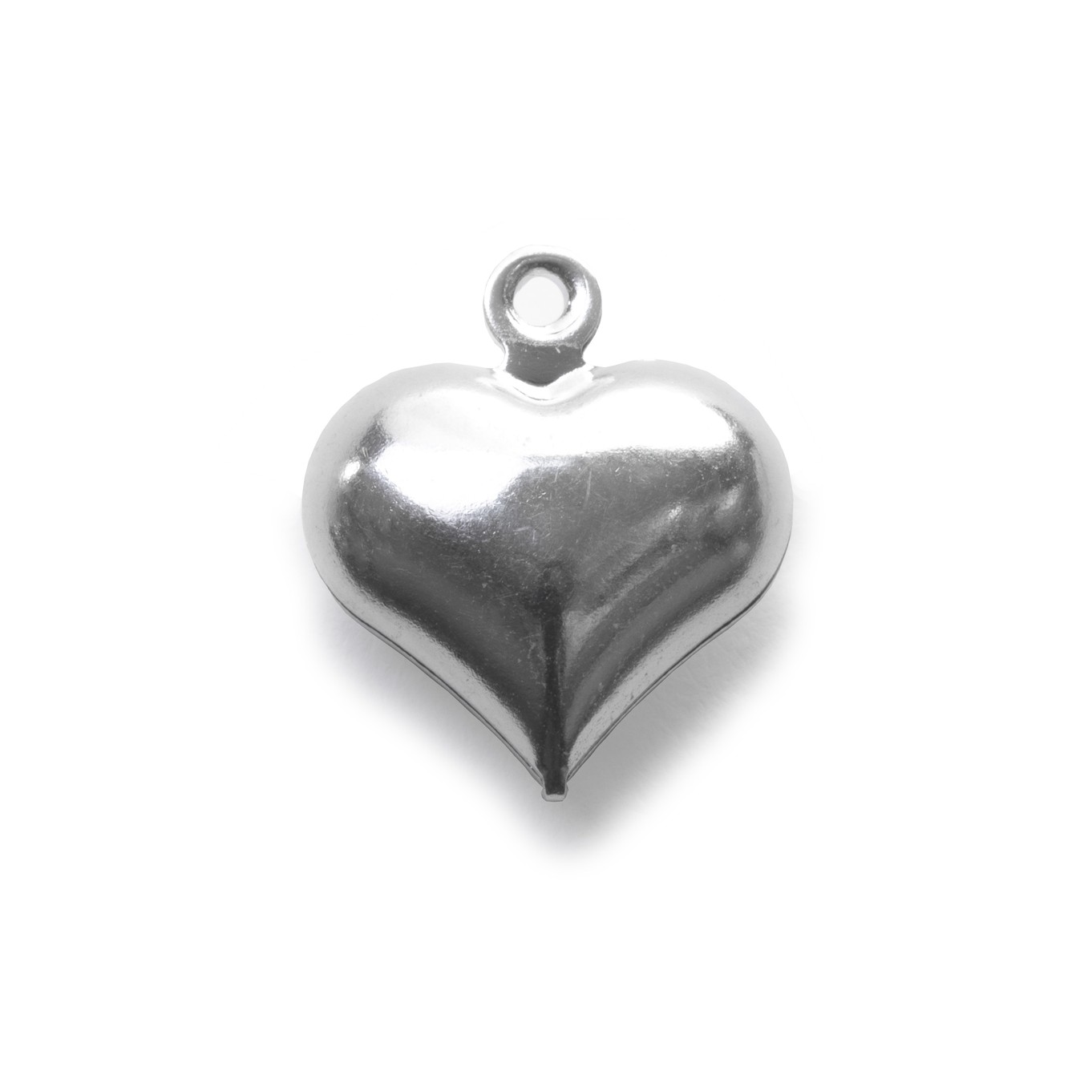 Silver Plated Puff Heart Charm