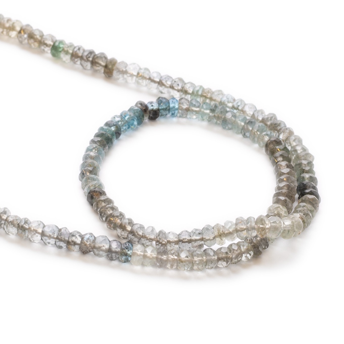 Moss Aquamarine Faceted Rondelle Beads - Approx From 3.5mm