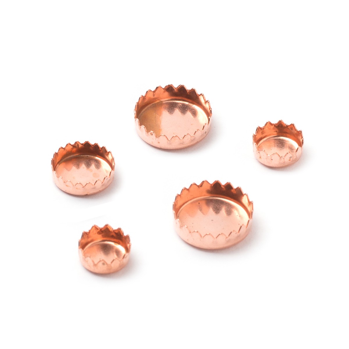 Copper Serrated Edge Bezel Cups For Cabochon Stones