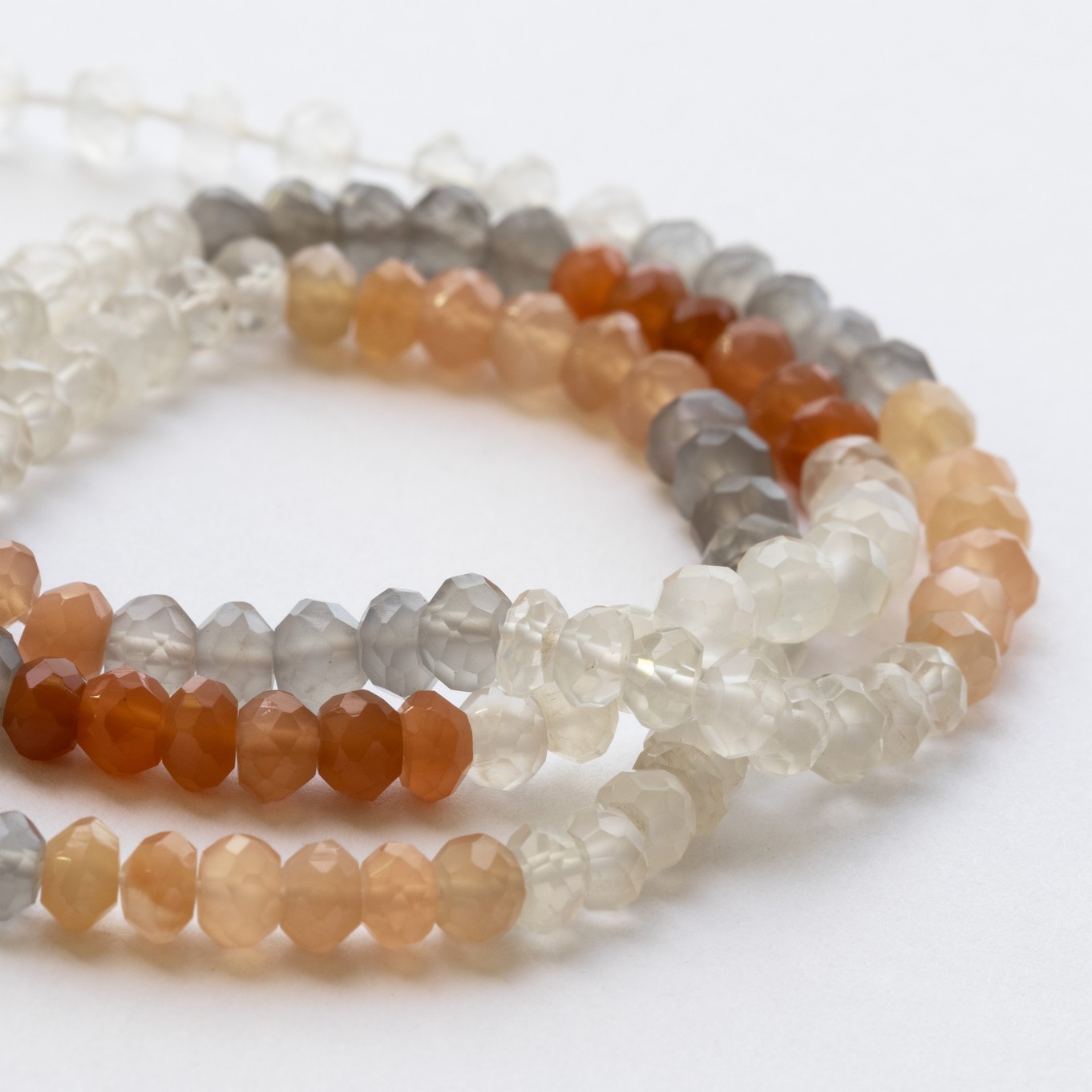 Multicoloured Moonstone Faceted Rondelle Beads - Approx 4x3mm