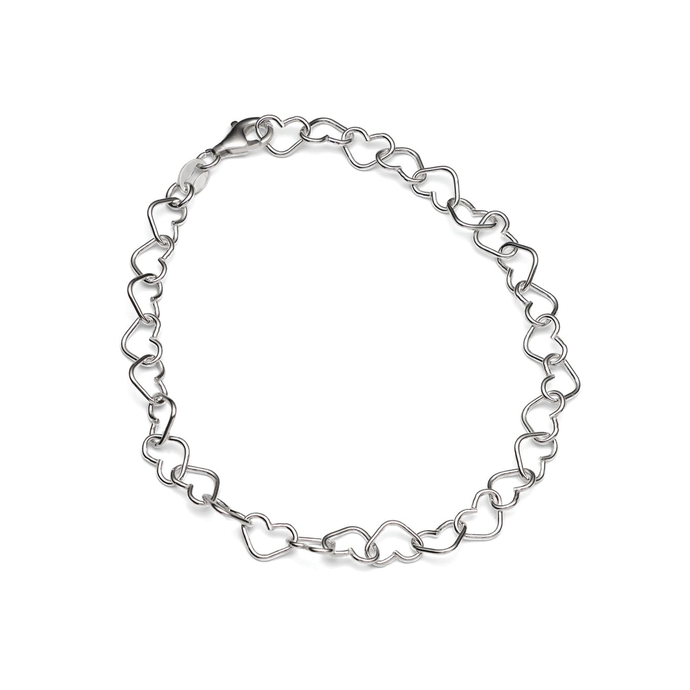 Sterling Silver Love Heart Chain - 19cm Bracelet