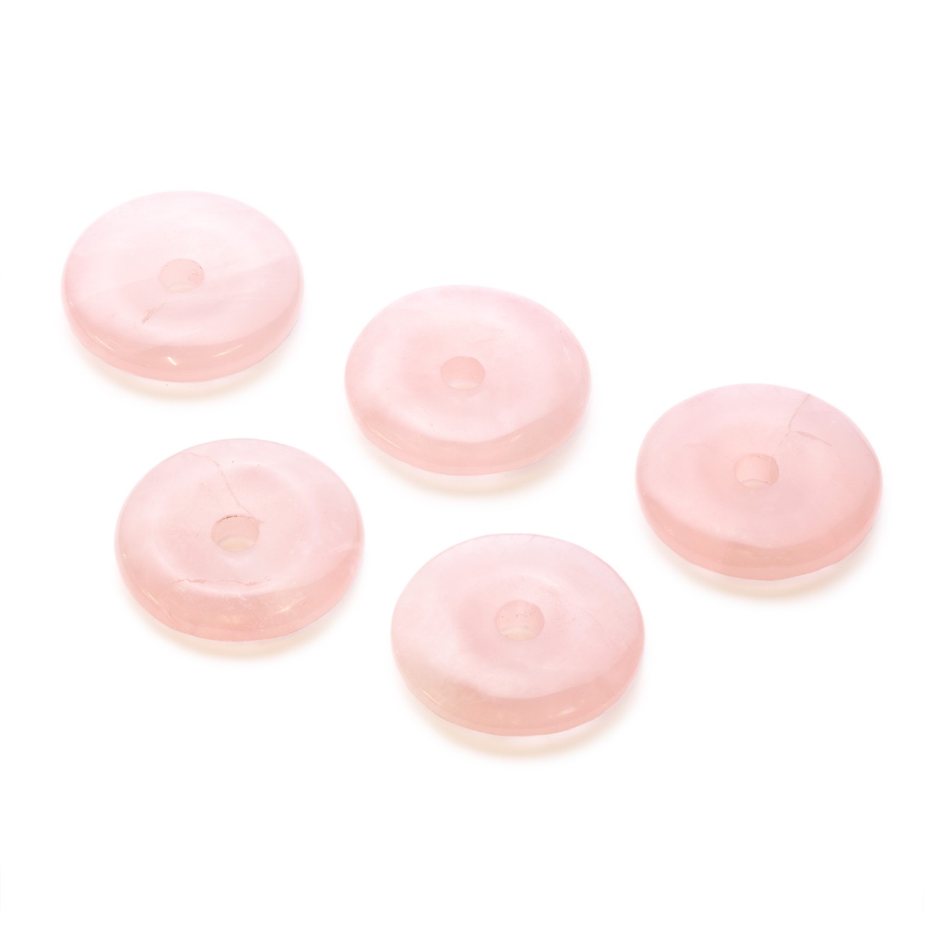 Rose Quartz Gemstone Donuts, Approx 24mm