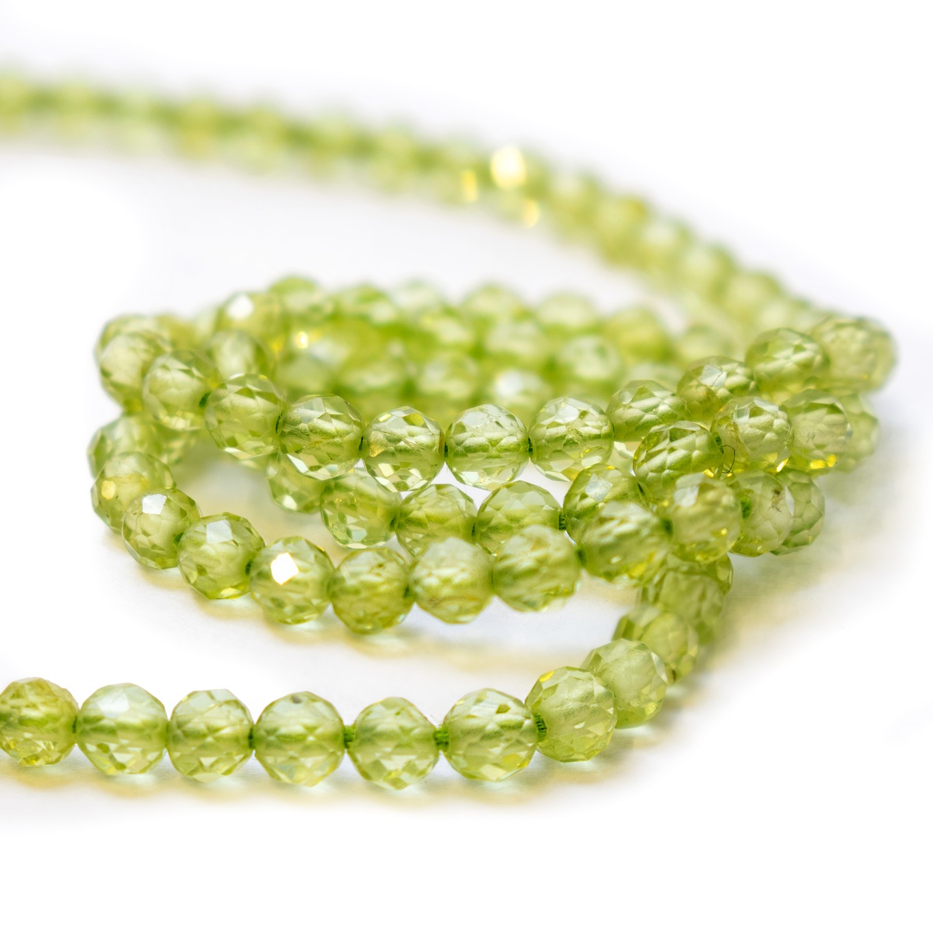 Peridot Micro Faceted Round Beads - Approx 2.7mm