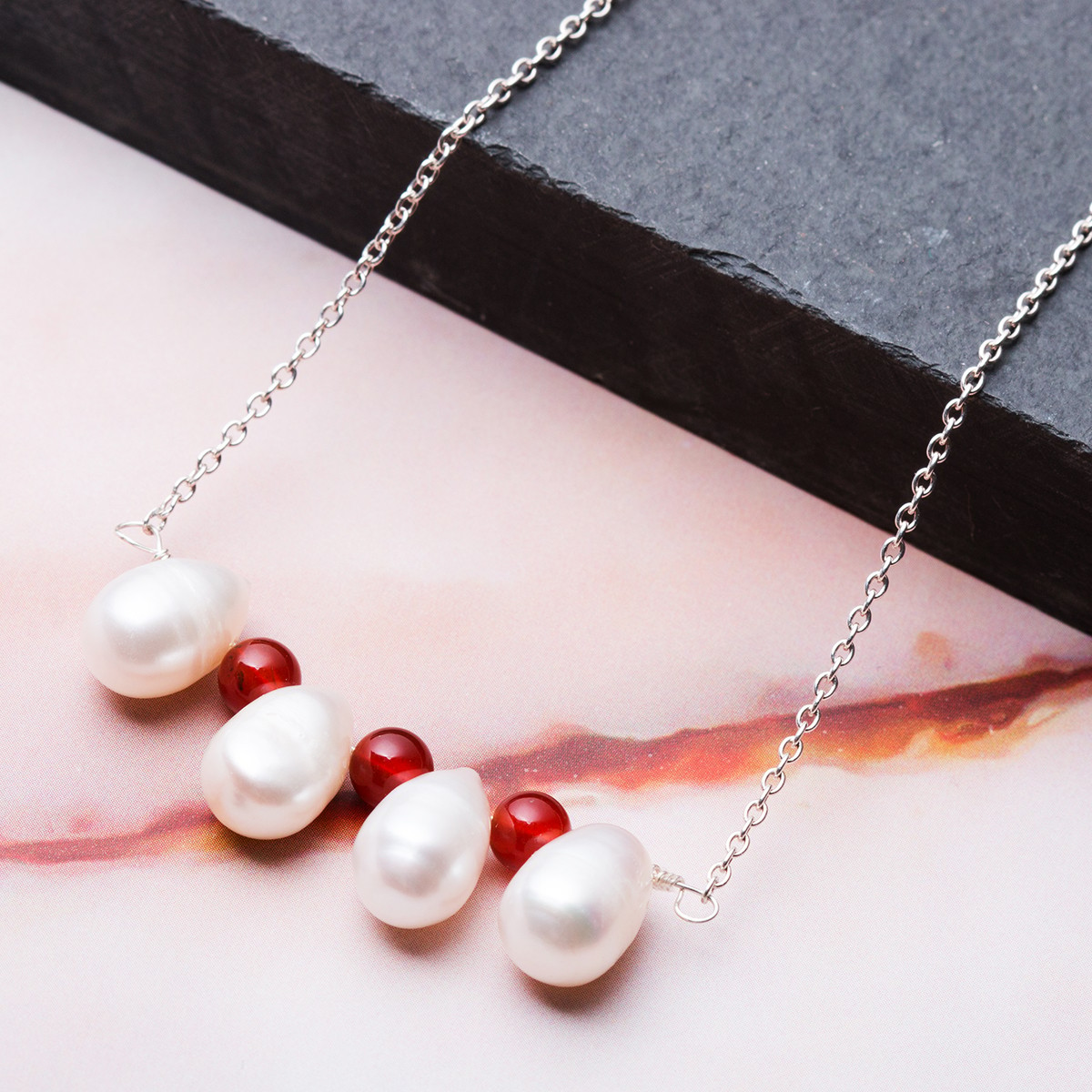 candy cane pearl and carnelian bead bar.jpg