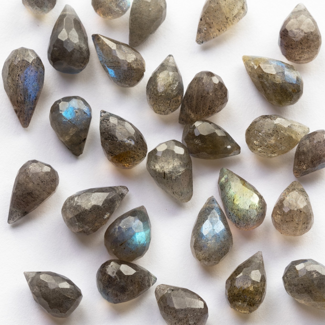 Labradorite Faceted Drop Briolette Beads - Various sizes