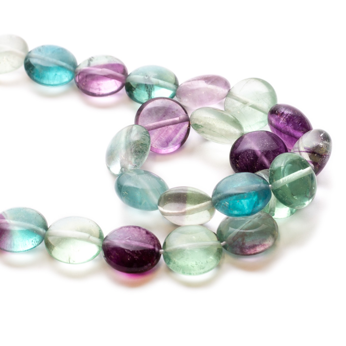 Rainbow Fluorite Coin Beads - Approx 12mm