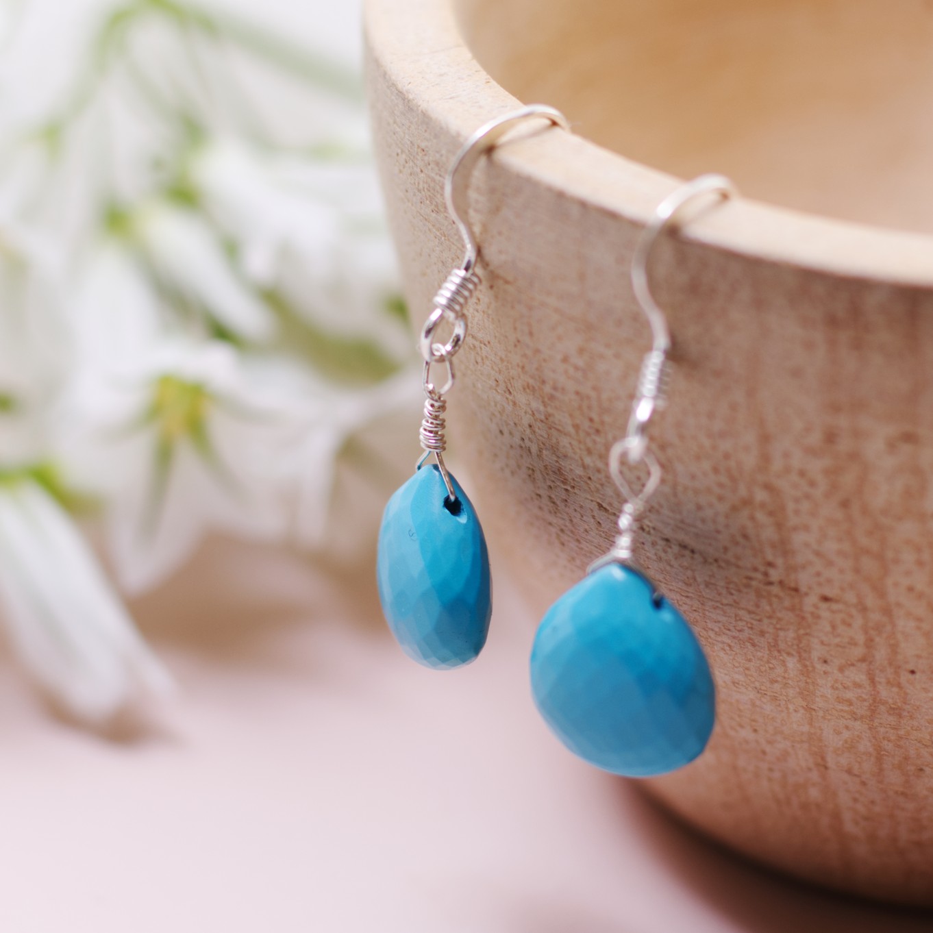 Turquoise Heart Briolette Earrings