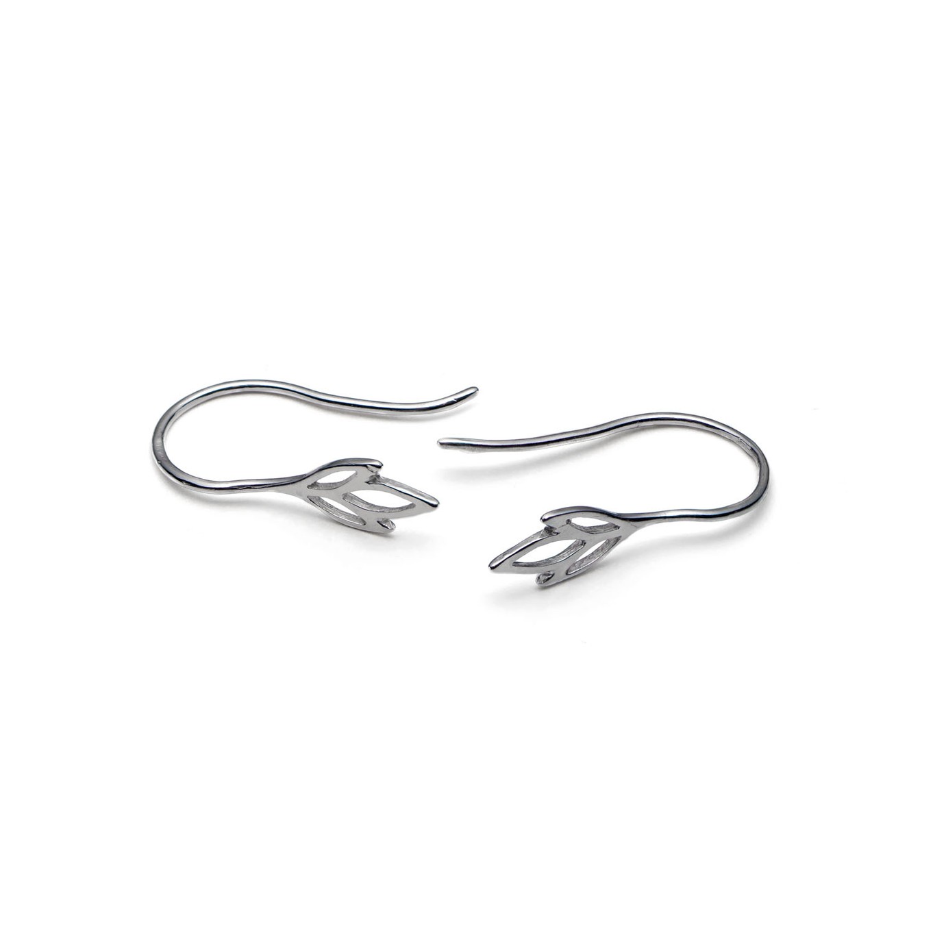 Sterling Silver Shepherds Crook Earwires With Iris Flower Loop (Pair)