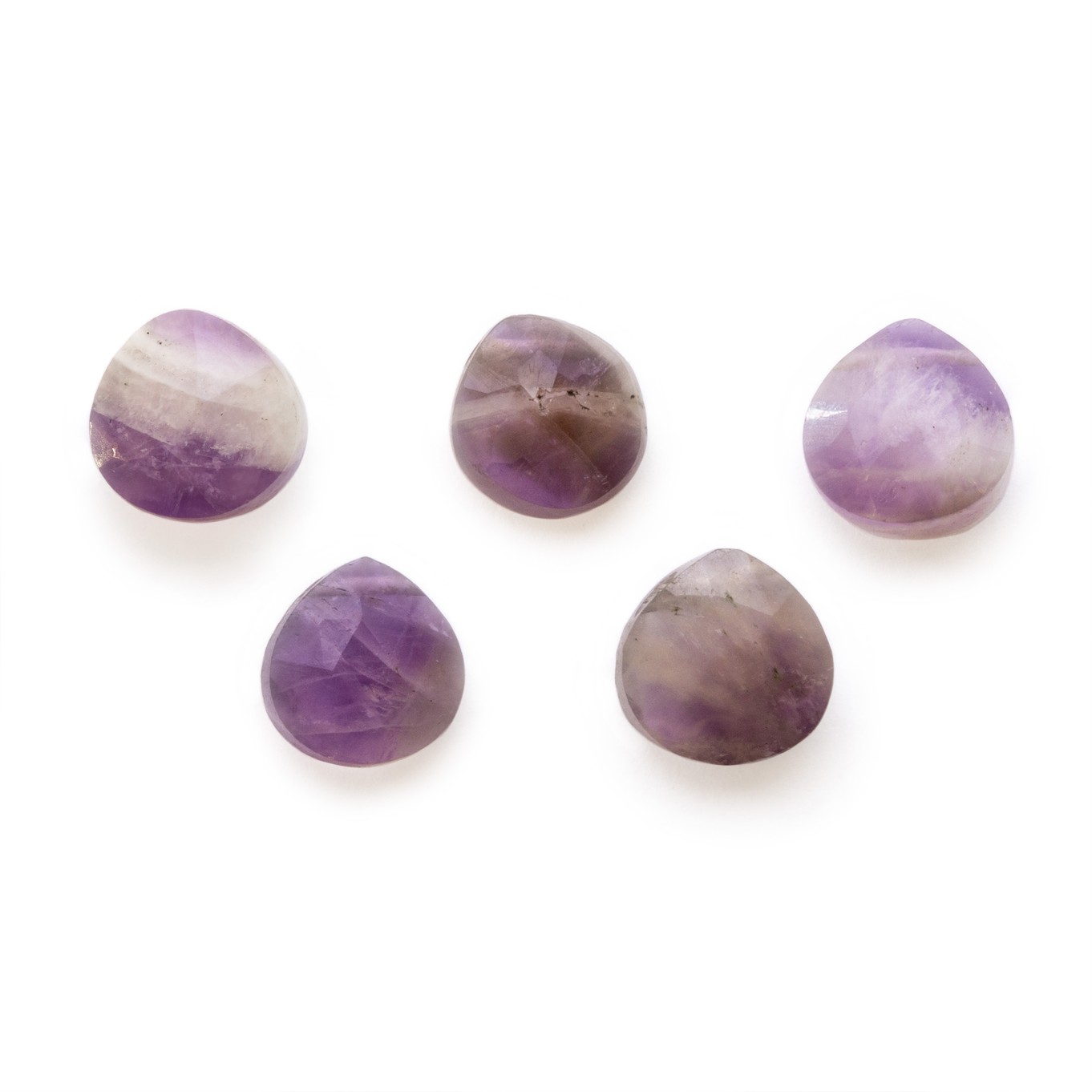 Chevron Amethyst Faceted Heart Shaped Briolette Beads - Approx 7mm