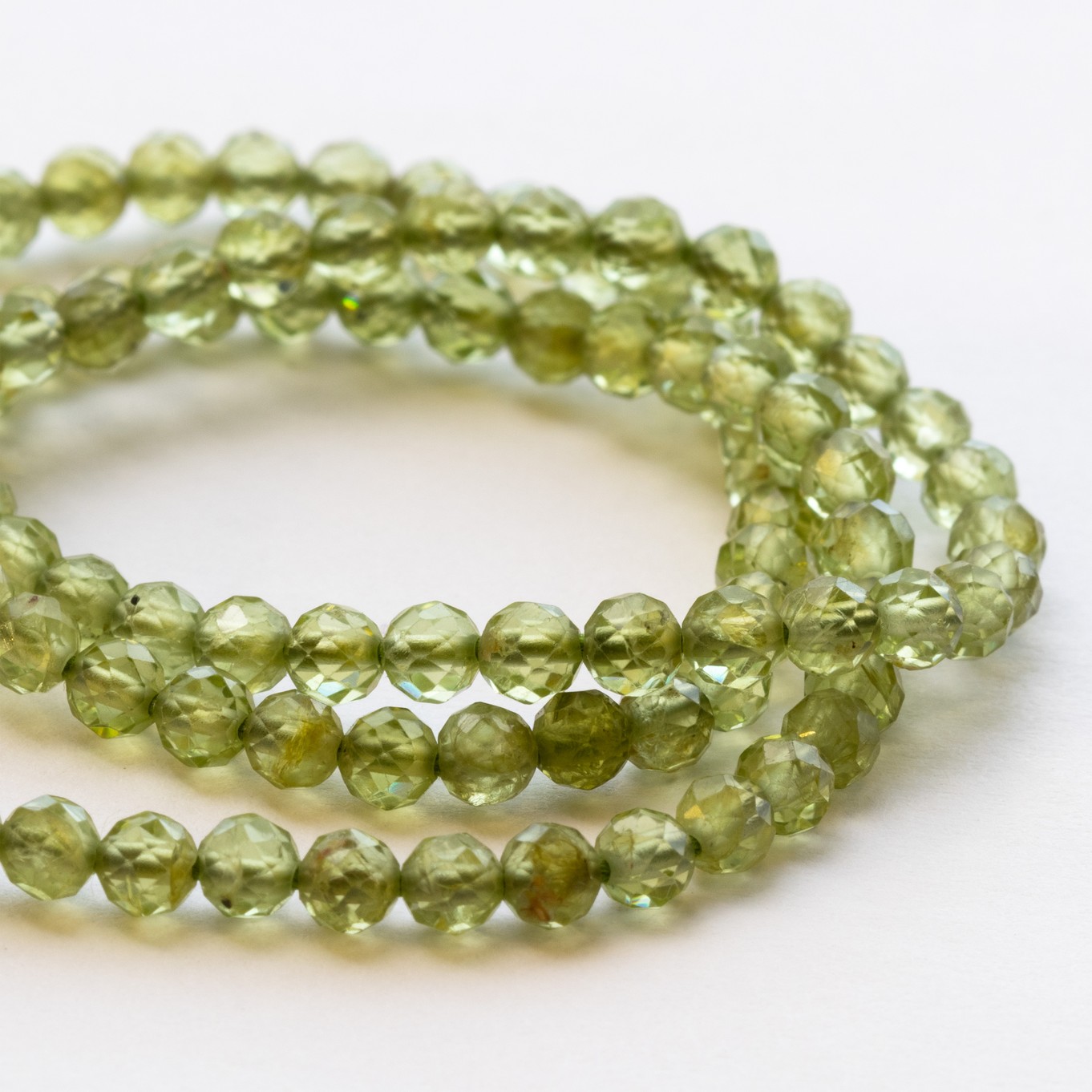 Peridot Faceted Round Beads - Approx 3.5mm