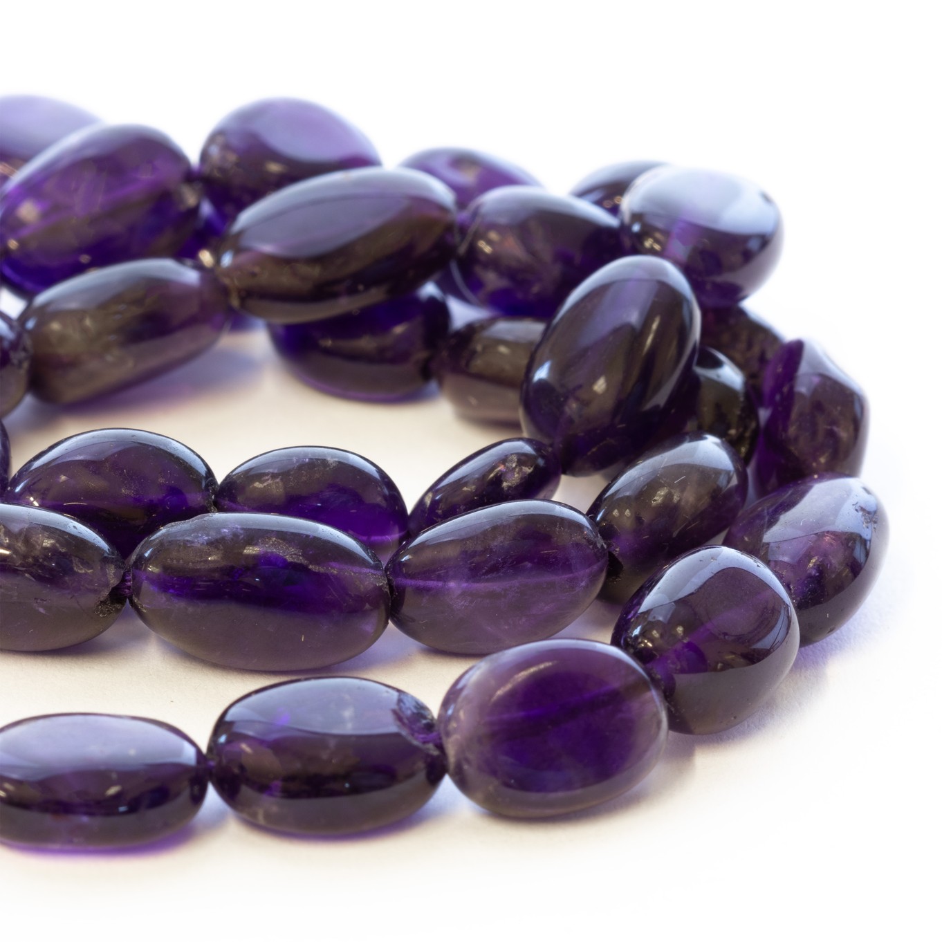 Amethyst Flat Oval Nugget Beads - Approx From 8mm