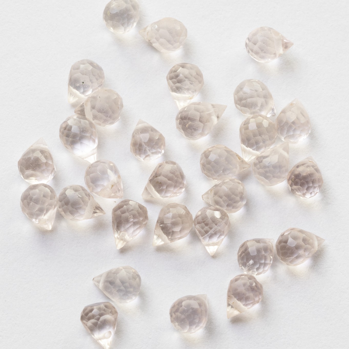 Rose Quartz  Faceted Drop Briolette Beads - Approx 3x2.5mm, Pack of 10 Beads