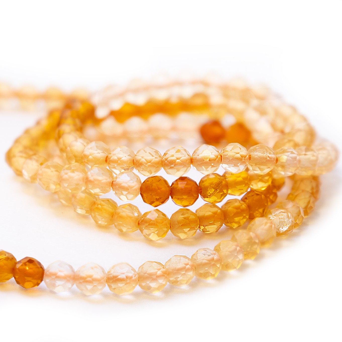 Citrine Shaded Micro Faceted Round Beads - Approx 2mm