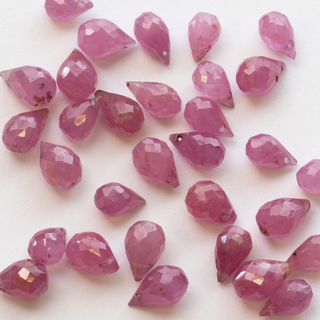 Ruby Drop Shape Faceted Briolette Gemstone Beads - Approx From 6mm