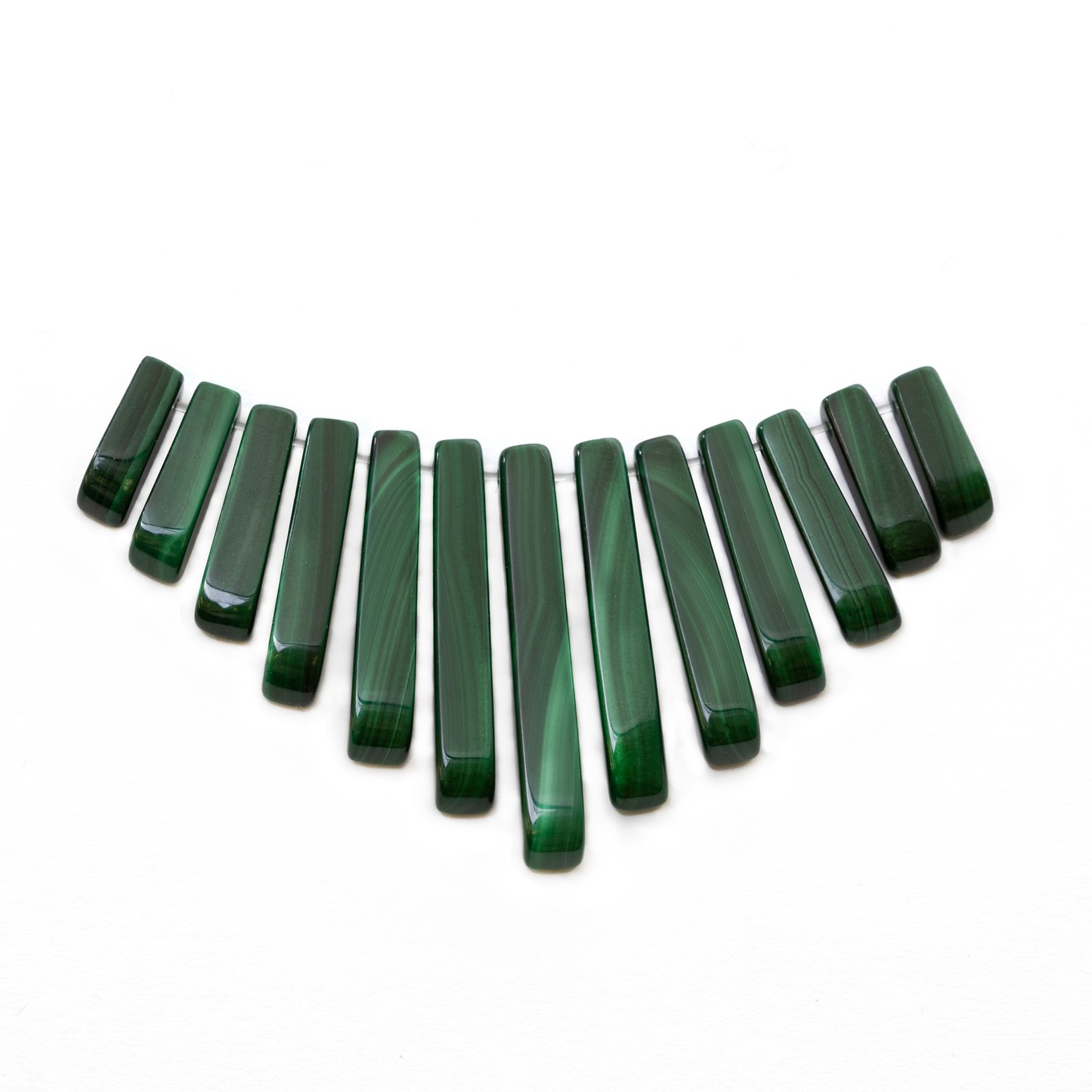 Malachite Tapered Gemstone Bead Set with 13 Pieces