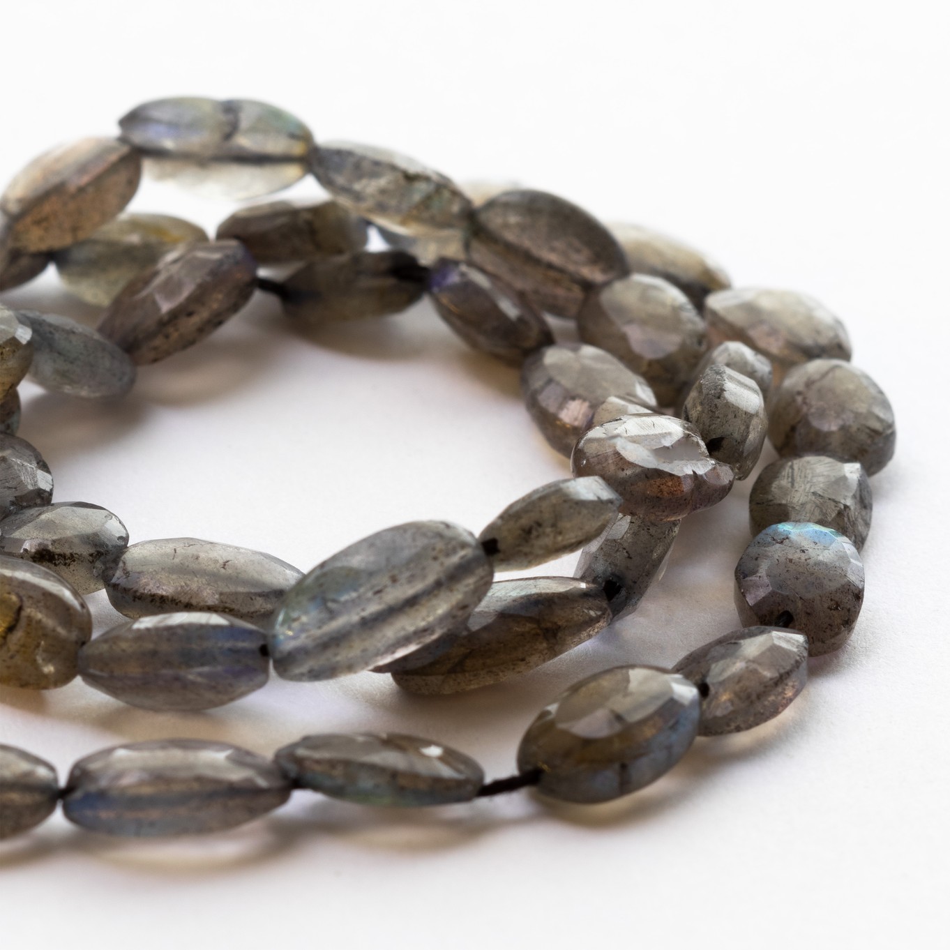 Labradorite Faceted Oval Beads - Approx From 8mm