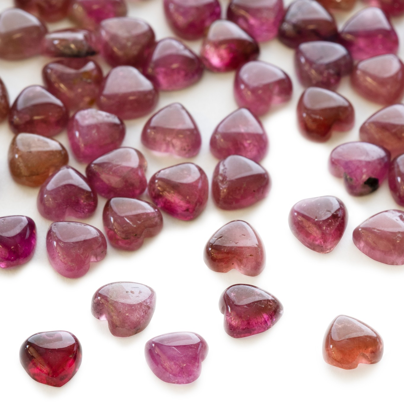 Pink Tourmaline Heart Cabochons, Approx 5x5mm 
