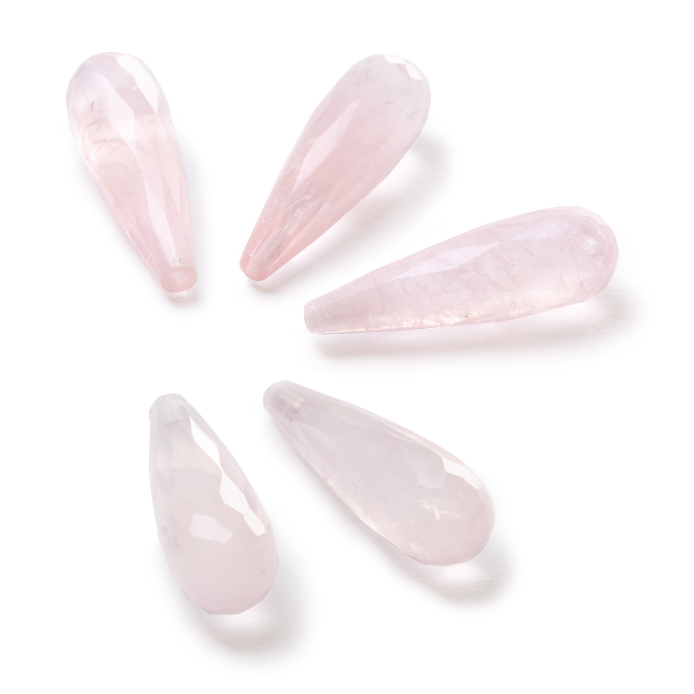 Rose Quartz Top Drilled Faceted Teardrop Gemstone Beads, Approx 25x8mm