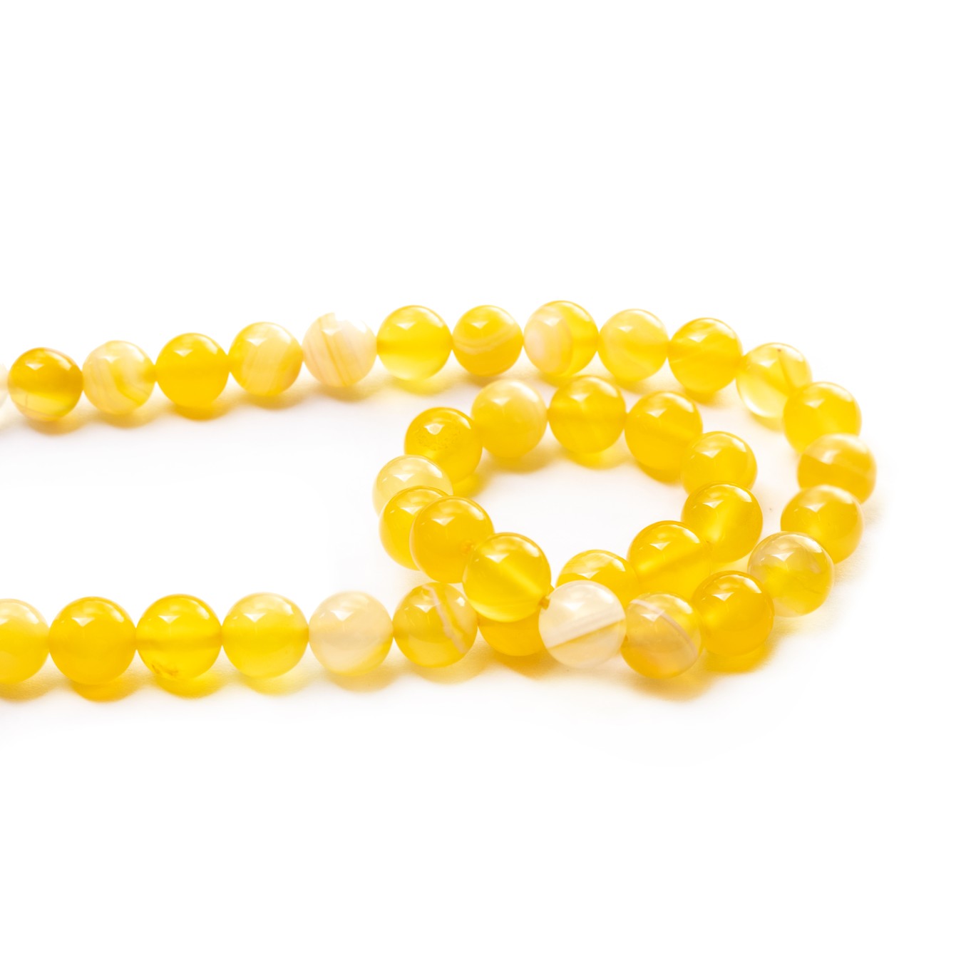 Yellow Banded Agate Round Beads - Approx 8mm