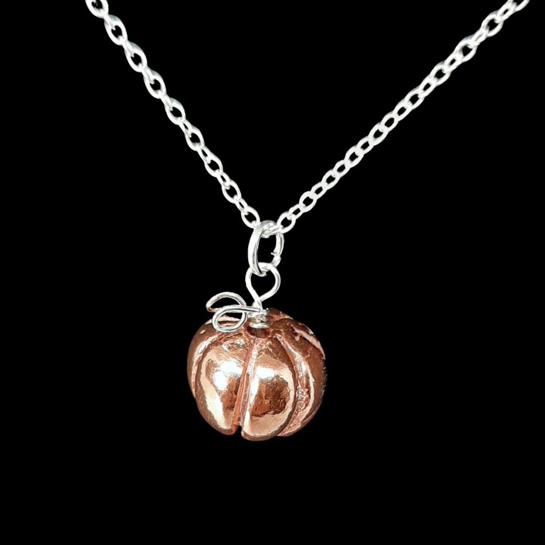 copper clay pumpkin pendant