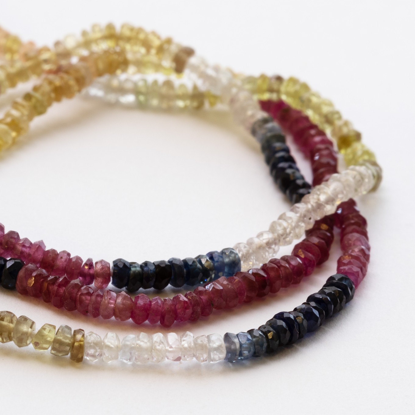 Multicoloured Sapphire Faceted Rondelle Beads - Various lengths