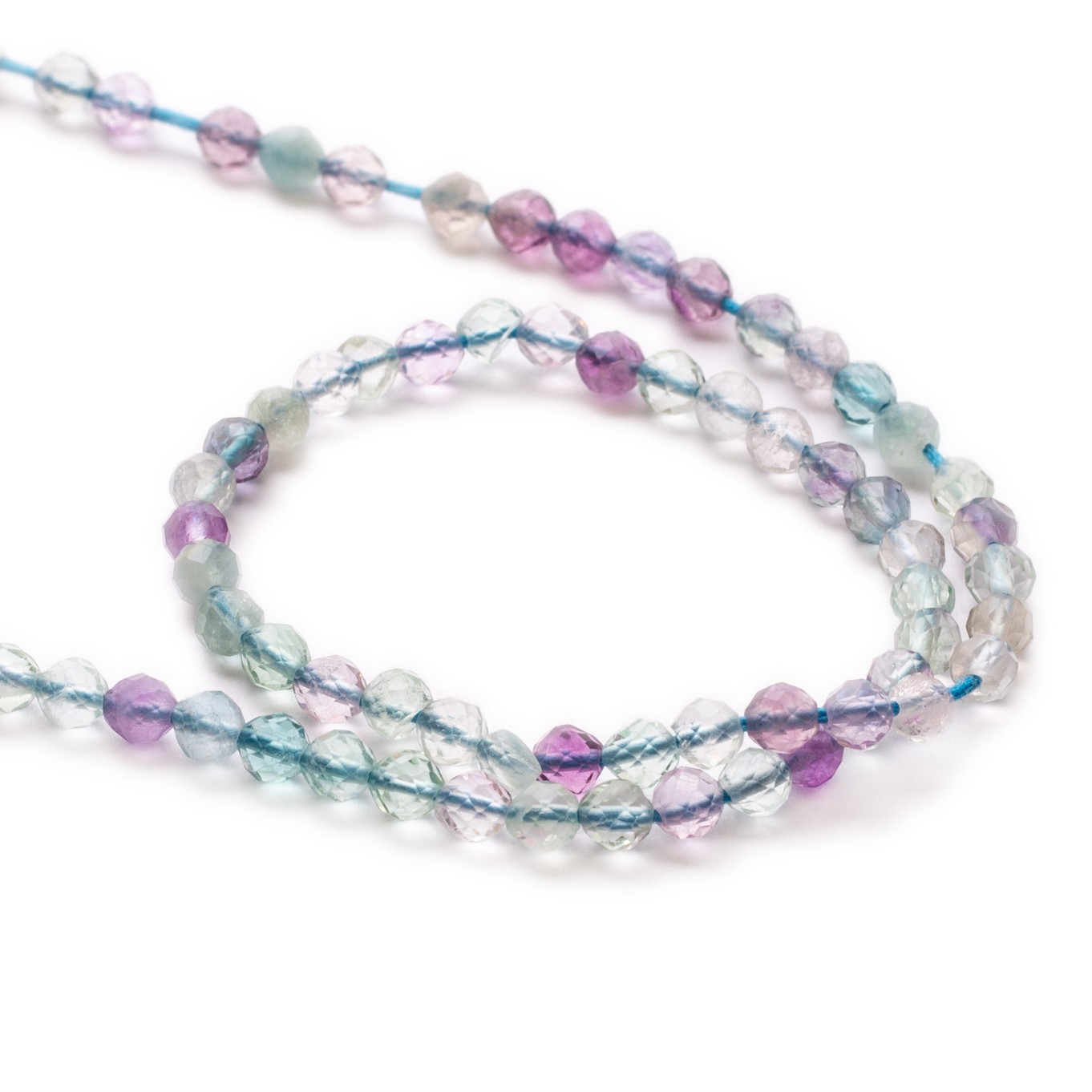 Fluorite Micro Faceted Round Beads - Approx 3.2mm