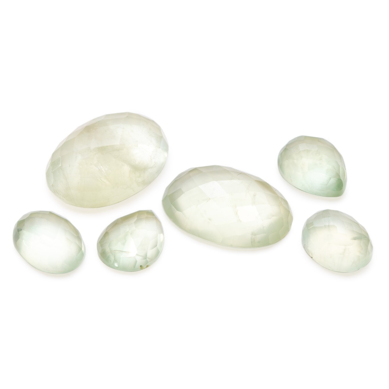 Prehnite Checker Cut Cabochons